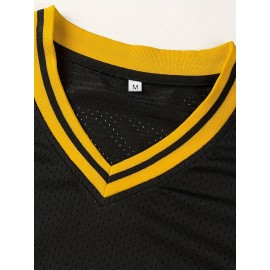 Men'S Pittsburgh #21 Black Baseball Jersey, 100% Polyester Knit Fabric, V-Neck Short Sleeve T-Shirt with Embroidered Letter & Number Design, Breathable & Slight Stretch, Casual Sports Top for All Seasons