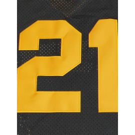 Men'S Pittsburgh #21 Black Baseball Jersey, 100% Polyester Knit Fabric, V-Neck Short Sleeve T-Shirt with Embroidered Letter & Number Design, Breathable & Slight Stretch, Casual Sports Top for All Seasons