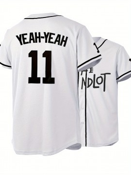 Men's White #11 Baseball Jersey with 