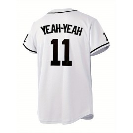 Men's White #11 Baseball Jersey with 