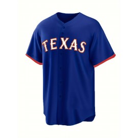 Men'S #53 Blue Baseball Jersey, Classic Retro Letter Embroidery Design Breathable Short Sleeve T-Shirt For Training Competition