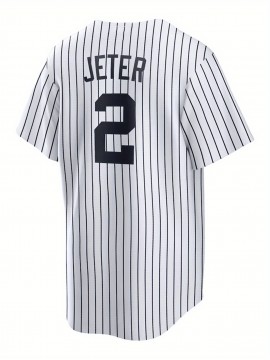 Men's White Striped #2 Baseball Shirt - Breathable Button-Up V-Neck with Classic Letter Embroidery, Loose Fit for Training, Games & Casual Wear | All-Season Sportswear for Men & Teens, Baseball Jersey