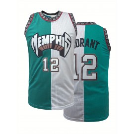 Men'S #12 Green & White Color Block Basketball Jersey - Breathable Sleeveless Design with 