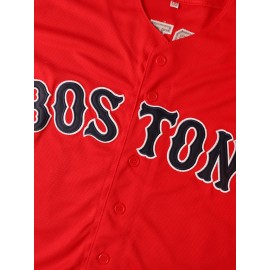 Men'S #34 Red Embroidered Baseball Jersey