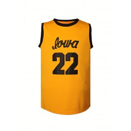 Stitched 22 Yellow Basketball Sports Jersey, Sleeveless Basketball Jersey