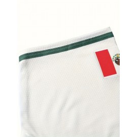 1pc Men'S Polyester V-Neck Baseball Jersey with Embroidered Mexican Design, Loose Fit Button-Up Top for Casual, Sports, Training, Hiking & Outdoor Activities, All-Season Comfort