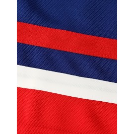 Men's #96 Blue & Red USA Hockey Jersey - V-Neck, Long Sleeve,, Lightweight Polyester Captain's Sweatshirt with Striped Accents for Team Sports, Casual Wear & More