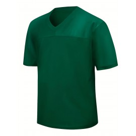 Men'S Solid Color Rugby Jersey, Embroidered American Football Jersey, Breathable V-neck, Outdoor Activity And Party Casual Sportswear
