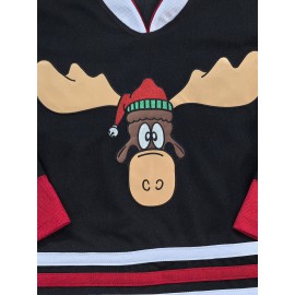 Men's #00 Black & Red Ice Hockey Jersey - Embroidered 