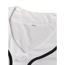 Men'S # 5 White Baseball Jersey With Polyester Fiber V-neck, Perfect For Sports Training And Casual Wear S-3XL