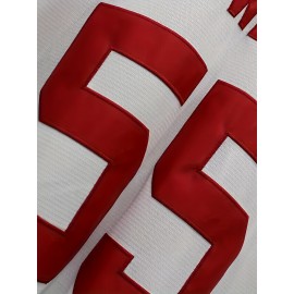 Men'S Casual # 55 White Baseball Shirt V-neck Loose Fit Machine Washable Suitable For Training Teams, Sports And Daily Wear Size S-3XL