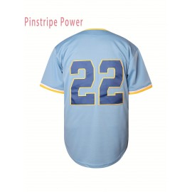 Men's Light Blue #22 Baseball Jersey - Embroidered 