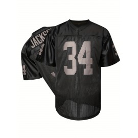#34 Black Breathable Embroidered Football Jersey