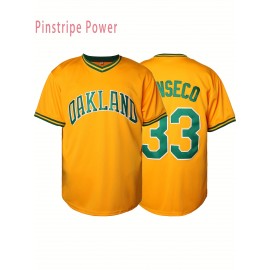 Men'S # 33 Yellow Sewing V-neck Baseball Shirt Polyester Knitted Fabric Loose Fit Button Closure Casual Sports Top Suitable For Team Sports Fishing Hiking Running Cycling Perfect For Party Beach Summer Activities Size S-3XL