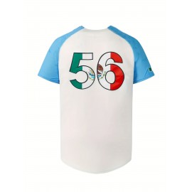 Men'S Retro MEXICO #56 Embroidery Design Short Sleeve V-neck Loose Button Up Shirt, Men'S Summer Baseball Jersey