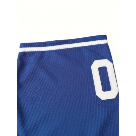 Youth #30 Blue Baseball Jersey - V-Neck Loose Fit Polyester Knit Button-Up Top for Team Sports, Outdoor Activities & Summer Parties | Machine Washable | Sizes S-XL, Sports Team Apparel | Sporty Design | Breathable Fabric