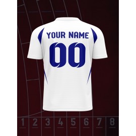 1pc Customizable V-Neck Soccer Jersey for Kids - 100% Polyester Knit Fabric, All-Over Print, Personalized Name & Number, Regular Fit for Boys & Girls, Ideal for Sports, Casual Wear & Outdoor Activities - Spring/Summer/Fall Collection
