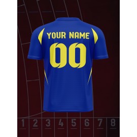 1pc Customizable V-Neck Soccer Jersey for Kids - 100% Polyester Knit Fabric, All-Over Print, Personalized Name & Number, Regular Fit for Boys & Girls, Ideal for Sports, Casual Wear & Outdoor Activities - Spring/Summer/Fall Collection