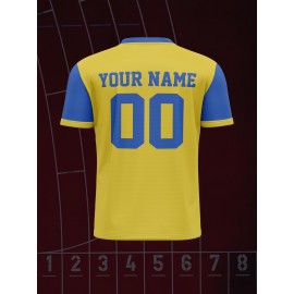 Customizable Kids Soccer Jersey with Name and Number, Polyester V-Neck Sports Shirt, Medium Stretch Knit Fabric, All-Over Print, Regular Fit, with for Boys, Girls, and Youth, for Casual, Running, Training, and Everyday Wear, Spring/Summer/Fall