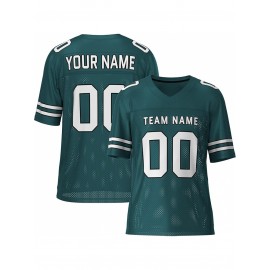Customizable Football Jersey - Personalized Team & Number, V-Neck, Short Sleeve, Breathable Fabric for Outdoor Sports & Casual Wear, Custom Football Jersey, Summer Sports Apparel, Sporty Design, Comfortable Fit