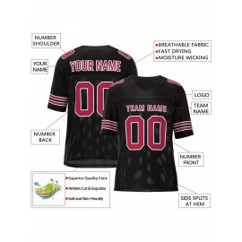 Customizable Football Jersey - Personalized Team & Number, V-Neck, Short Sleeve, Breathable Fabric for Outdoor Sports & Casual Wear, Custom Football Jersey, Summer Sports Apparel, Sporty Design, Comfortable Fit
