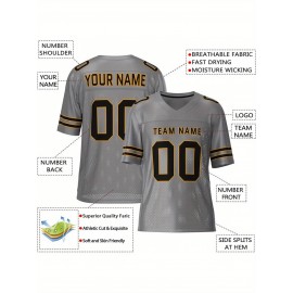 Customizable Football Jersey - Personalized Team & Number, V-Neck, Short Sleeve, Breathable Fabric for Outdoor Sports & Casual Wear, Custom Football Jersey, Summer Sports Apparel, Sporty Design, Comfortable Fit