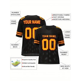 Customizable Football Jersey - Personalized Team & Number, V-Neck, Short Sleeve, Breathable Fabric for Outdoor Sports & Casual Wear, Custom Football Jersey, Summer Sports Apparel, Sporty Design, Comfortable Fit