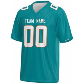 Custom Plus-Size Women's Football Jersey - Personalized Team Name & Number, Vibrant Teal V-Neck Summer Sportswear, Breathable Athletic Top for Sports Meetings, Travel Photo Shoots