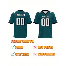 Custom Plus-Size Women's Football Jersey - Personalized Team Name & Number, Vibrant Teal V-Neck Summer Sportswear, Breathable Athletic Top for Sports Meetings, Travel Photo Shoots