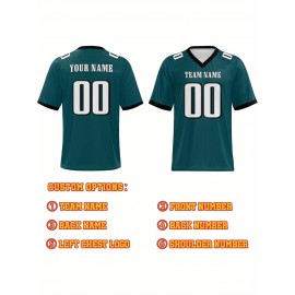 Custom Plus-Size Women's Football Jersey - Personalized Team Name & Number, Vibrant Teal V-Neck Summer Sportswear, Breathable Athletic Top for Sports Meetings, Travel Photo Shoots
