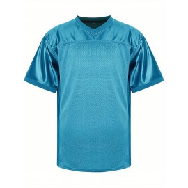 Customizable Football Jersey - Personalized Team & Number, V-Neck Short Sleeve, Breathable Fabric, Perfect for Sports & Casual Wear, Summer Sports Apparel, Sporty Clothing, Comfortable Fit