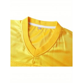 Customizable Football Jersey - Personalized Team & Number, V-Neck Short Sleeve, Breathable Fabric, Perfect for Sports & Casual Wear, Summer Sports Apparel, Sporty Clothing, Comfortable Fit