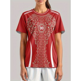 Personalized Women'S Plus Size Soccer Jersey - Custom Name & Number, Black with White Floral Design, Breathable Summer Sports T-Shirt for Casual or Team Wear, Soccer Shirts, Team Uniform, Detailed Print, Quality Print Shirt