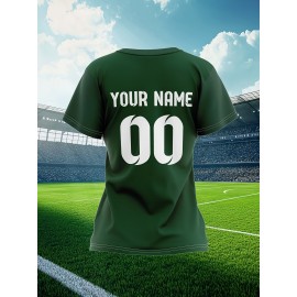 Custom Soccer Jersey Personalized with Name & Number - Green & White Striped Football Shirt, Non-Stretch Fabric for Soccer, Baseball, Gym, Team Uniforms - Custom Sports Apparel for Players & Fans, Outdoor Sports Gear, Striped Design, Summer Sportswear