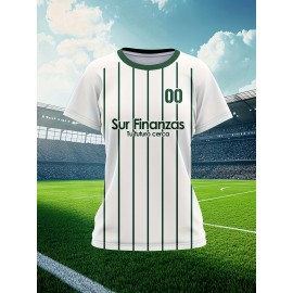 Custom Soccer Jersey Personalized with Name & Number - Green & White Striped Football Shirt, Non-Stretch Fabric for Soccer, Baseball, Gym, Team Uniforms - Custom Sports Apparel for Players & Fans, Outdoor Sports Gear, Striped Design, Summer Sportswear
