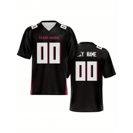 Women's Custom Football Jersey - Personalized Soccer-like sportswear, V-Neck Non-Stretch Tee, Team & Number Customization, Dark Green & Black Color Block for Football, Soccer, Casual Sports - Plus-Size Athletic Shirt, Comfortable Fit