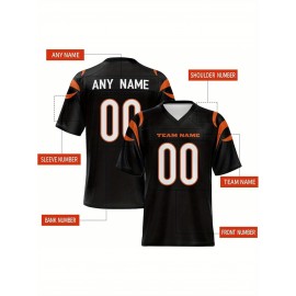 Women's Custom Football Jersey - Personalized Soccer-like sportswear, V-Neck Non-Stretch Tee, Team & Number Customization, Dark Green & Black Color Block for Football, Soccer, Casual Sports - Plus-Size Athletic Shirt, Comfortable Fit