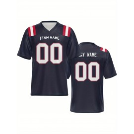 Women's Custom Football Jersey - Personalized Soccer-like sportswear, V-Neck Non-Stretch Tee, Team & Number Customization, Dark Green & Black Color Block for Football, Soccer, Casual Sports - Plus-Size Athletic Shirt, Comfortable Fit