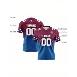 Custom Team Football jersey, Personalized Name& Number, Button-Up V-Neck Shirt, Soft Polyester for Training, Matches, and Team Activities