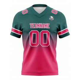 Custom Team Football jersey, Personalized Name& Number, Button-Up V-Neck Shirt, Soft Polyester for Training, Matches, and Team Activities