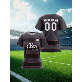 Customizable Women'S Plus Size Football Jersey - Soft & Breathable, Personalized Name & Number, Black with Red Accents, Perfect for Training, Sports Events & Casual Wear, Sports Event Apparel | Customizable Jersey | Comfortable Fit, Football Shirts