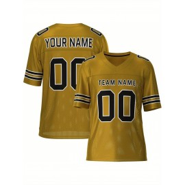 Customizable Football Jersey - Personalized Team & Number, V-Neck, Short Sleeve, Breathable Fabric for Outdoor Sports & Casual Wear, Custom Football Jersey, Summer Sports Apparel, Sporty Design, Comfortable Fit