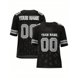 Customizable Football Jersey - Personalized Team & Number, V-Neck, Short Sleeve, Breathable Fabric for Outdoor Sports & Casual Wear, Custom Football Jersey, Summer Sports Apparel, Sporty Design, Comfortable Fit