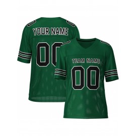 Customizable Football Jersey - Personalized Team & Number, V-Neck, Short Sleeve, Breathable Fabric for Outdoor Sports & Casual Wear, Custom Football Jersey, Summer Sports Apparel, Sporty Design, Comfortable Fit