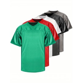 Customizable Football Jersey - Personalized Team & Number, V-Neck Short Sleeve, Breathable Fabric, Perfect for Sports & Casual Wear, Summer Sports Apparel, Sporty Clothing, Comfortable Fit