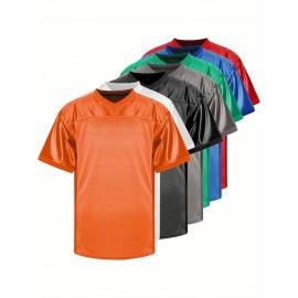 Customizable Football Jersey - Personalized Team & Number, V-Neck Short Sleeve, Breathable Fabric, Perfect for Sports & Casual Wear, Summer Sports Apparel, Sporty Clothing, Comfortable Fit