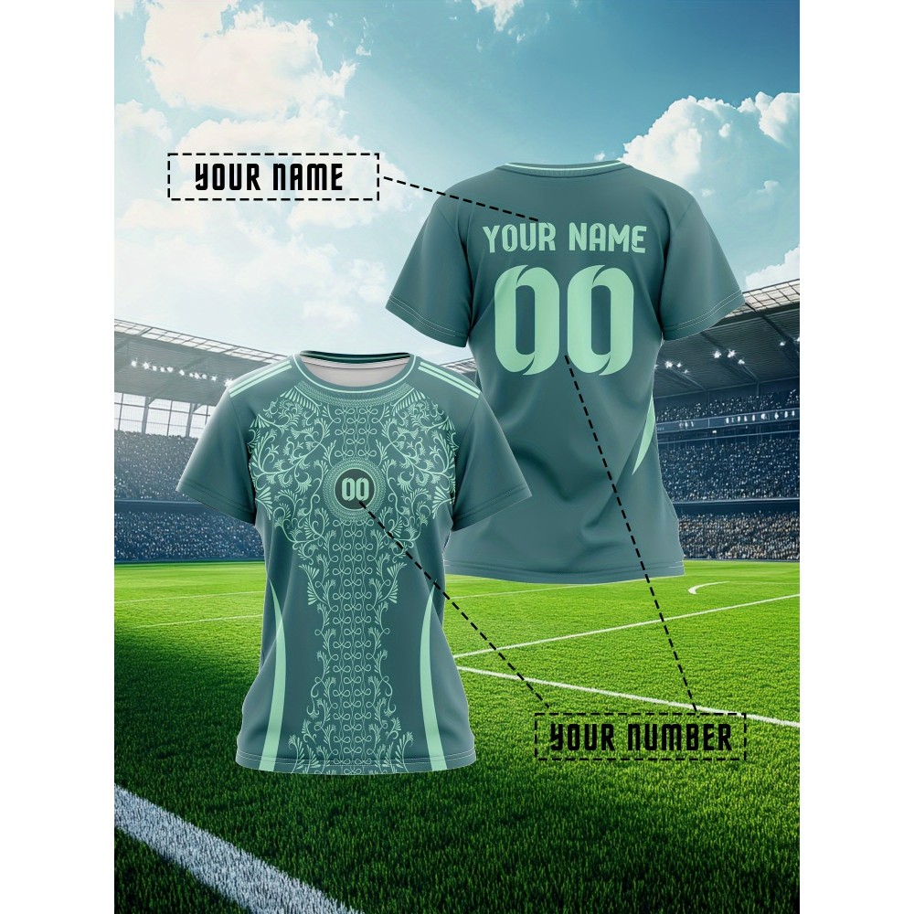 Personalized Women'S Plus Size Soccer Jersey - Custom Name & Number, Black with White Floral Design, Breathable Summer Sports T-Shirt for Casual or Team Wear, Soccer Shirts, Team Uniform, Detailed Print, Quality Print Shirt