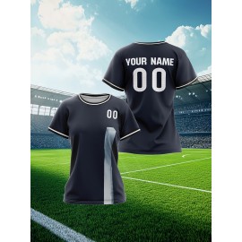 Customizable Women'S Soccer Jersey - Personalized Team & Number, Breathable Quick-Dry Athletic Shirt for Training, Fitness, and Casual Wear, Blue & White Striped Design with YASUDA Logo, Soccer Accessories, PLUS SIZE