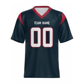 Women's Custom Football Jersey - Personalized Soccer-like sportswear, V-Neck Non-Stretch Tee, Team & Number Customization, Dark Green & Black Color Block for Football, Soccer, Casual Sports - Plus-Size Athletic Shirt, Comfortable Fit