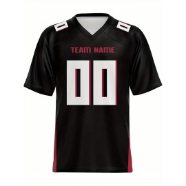 Women's Custom Football Jersey - Personalized Soccer-like sportswear, V-Neck Non-Stretch Tee, Team & Number Customization, Dark Green & Black Color Block for Football, Soccer, Casual Sports - Plus-Size Athletic Shirt, Comfortable Fit